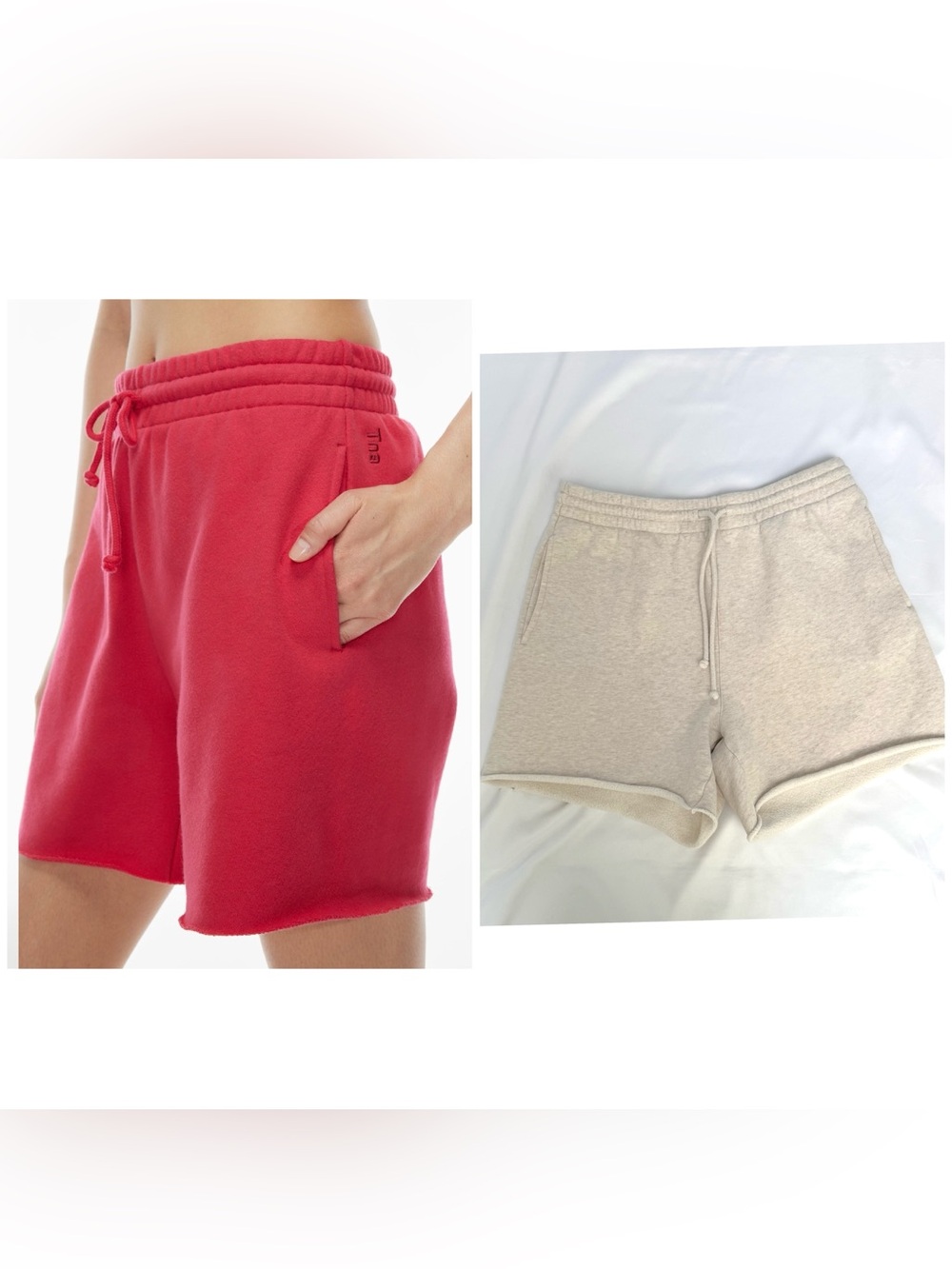 Aritzia TNA Cozy Fleece Boyfriend Drawstring Sweat Shorts Pockets L